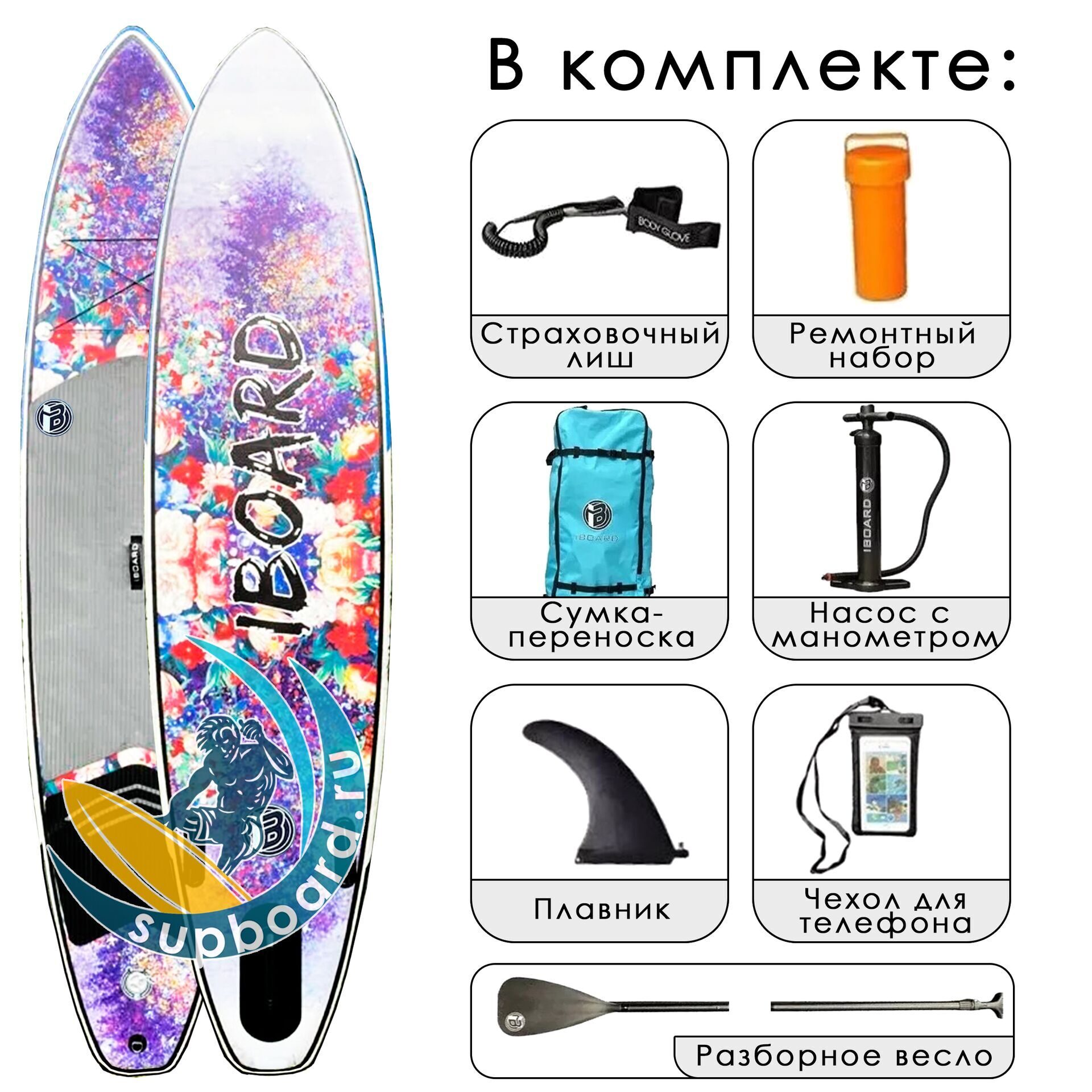 Сап доска iBoard 11x32 Цветы купить в Москве недорого с доставкой